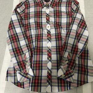 Stewart Plaid Cotton Plaid Fitted Blouse 10P